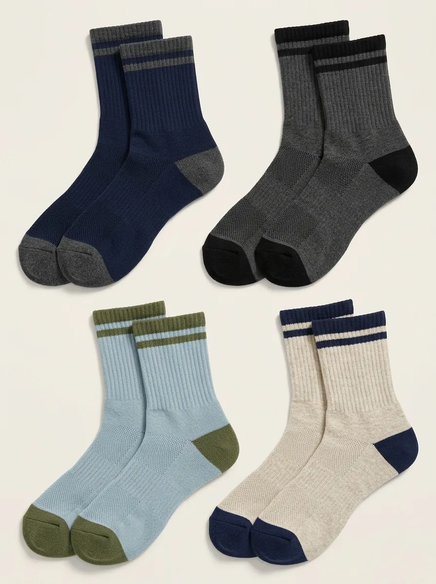 Men's Contrast-Stripe Colorblock Crew Socks Set