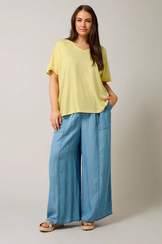 Yellow Short Sleeve Modal Rich T-Shirt detail 2