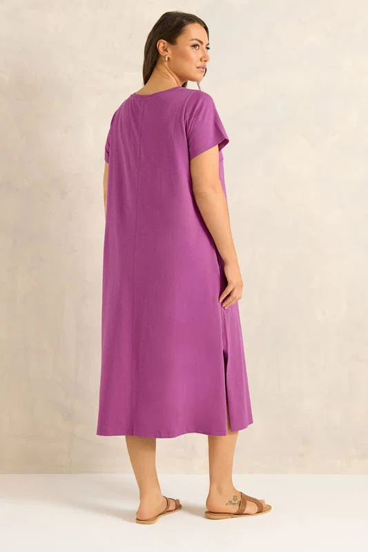 Purple Cotton Midi Dress detail 2