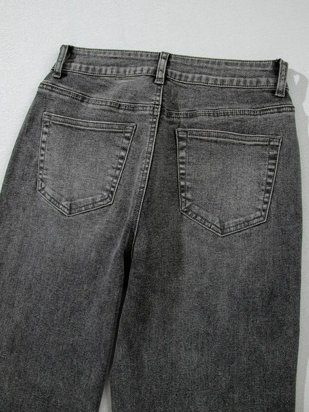 Sharp High Waist Straight Leg Raw Denim Jeans