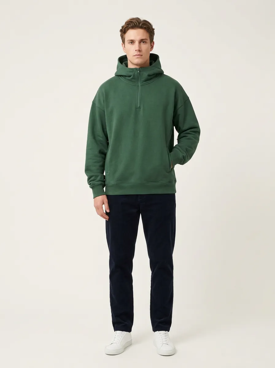 Unisex Quarter Zip Easy Layer Leisure Hoodie