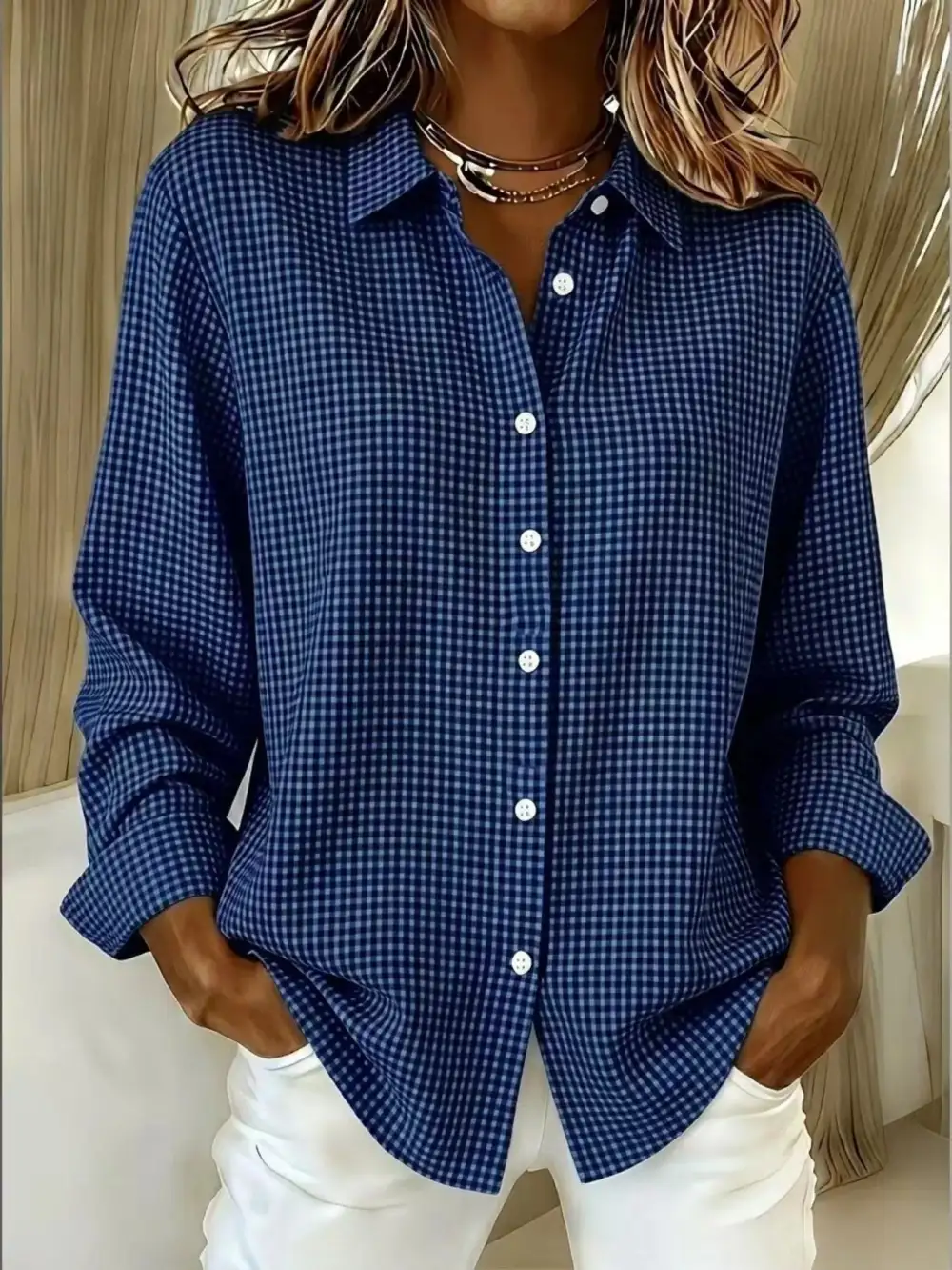Button-up Long Sleeve Plaid Shirt