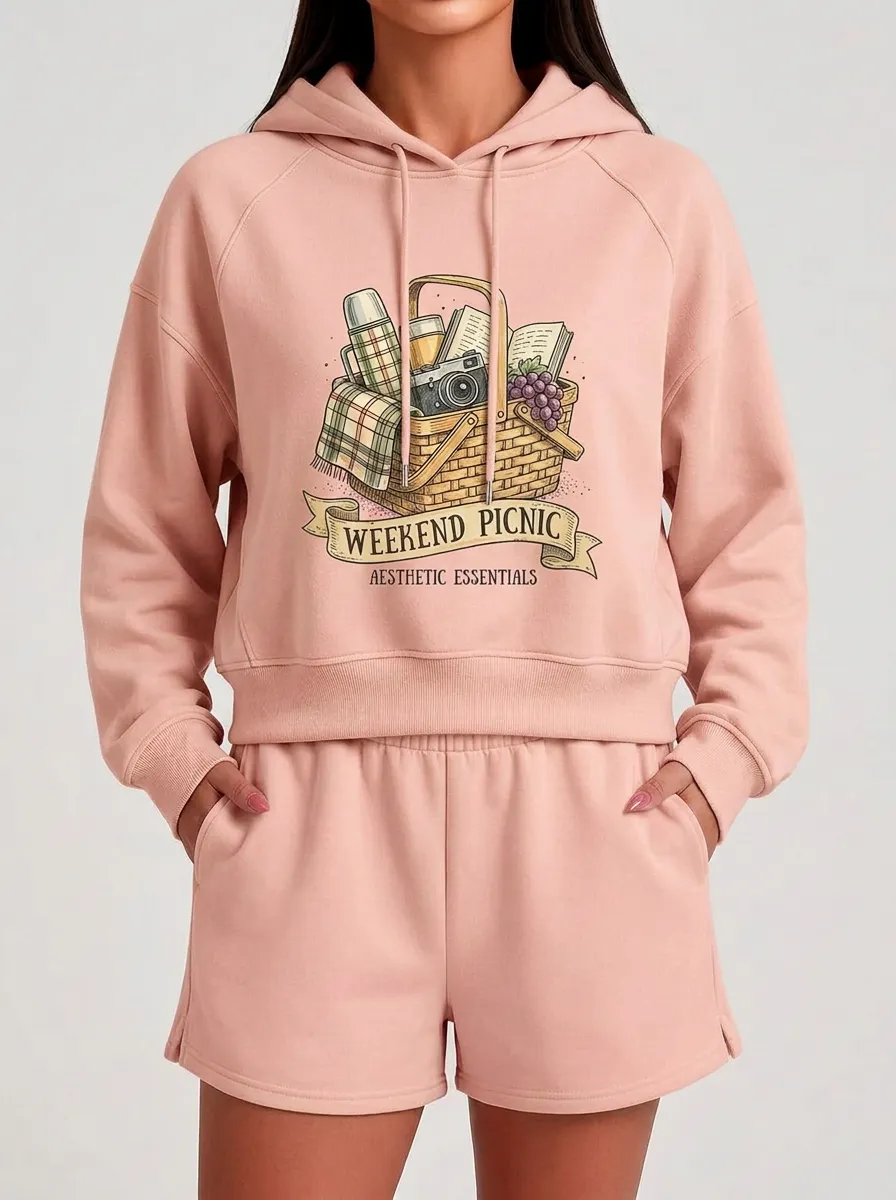 Women's Weekend Picnic Basket Camera Book Graphic Hoodie