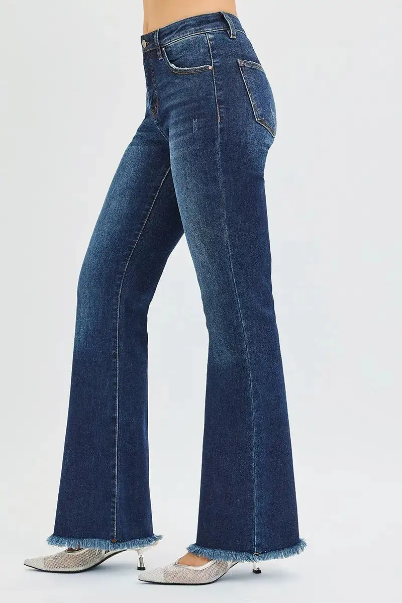 Everyday Mid Rise Raw Hem Flare Jeans