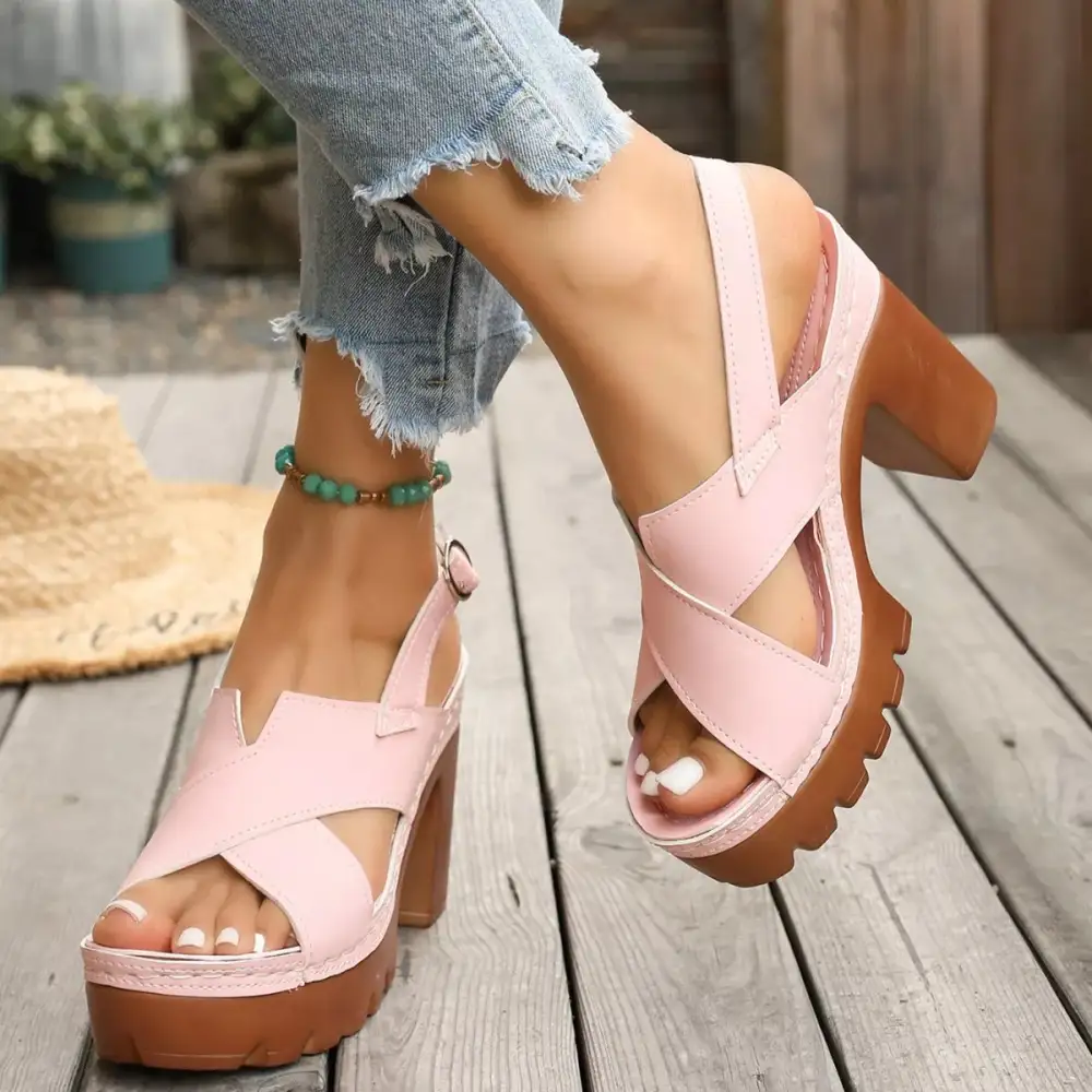 Boho Open Toe Block Heels Sandals