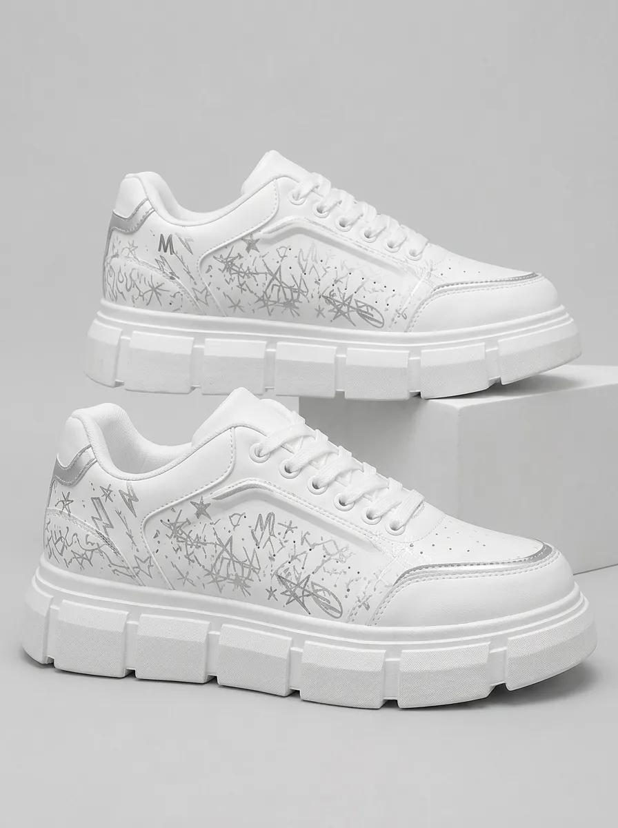 Men's Streetwear Graffiti Star Patterned Skate Shoes