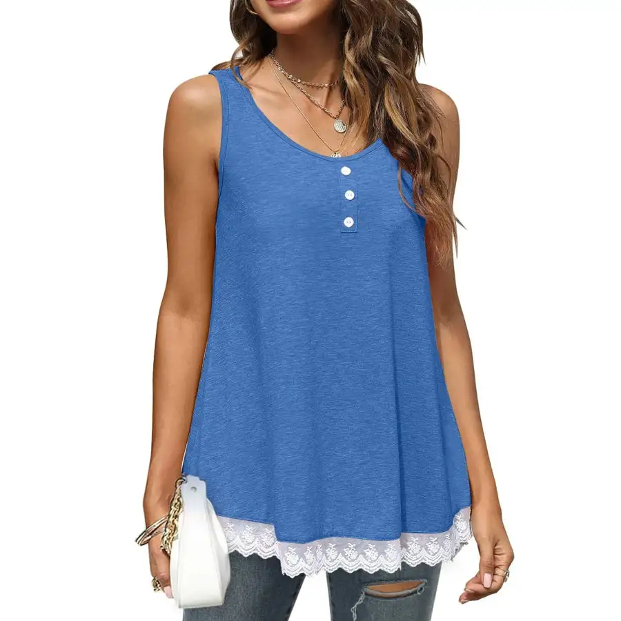 Lace Trim Wide Strap Tank Top