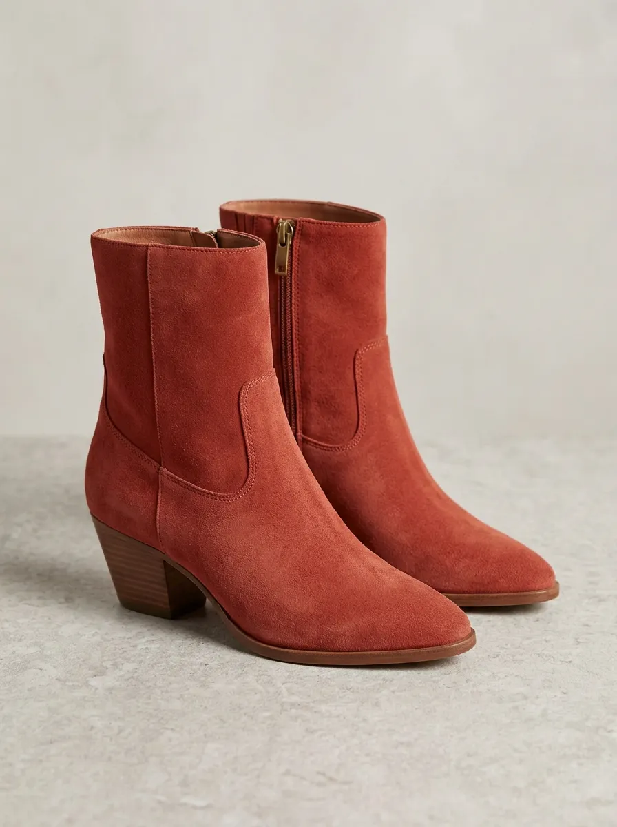 Women's Embroidered Ankle Western-Toe Stacked-Heel Western Boots