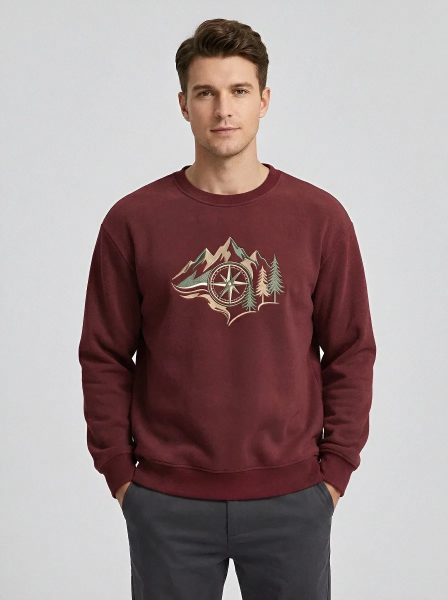 Men's Charcoal Outdoor Compass Mountain Fleece Sweatshirt