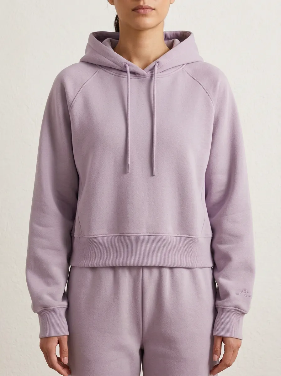 Women's Minimalist Sage Green Wave Embroidered Hoodie