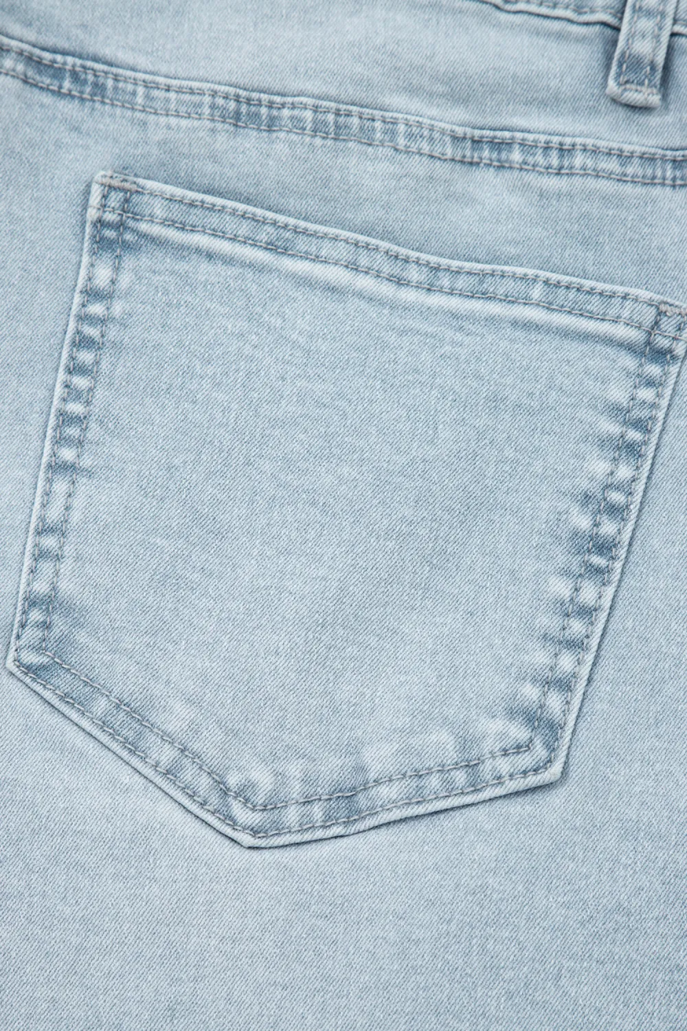 Light Blue Frayed Cropped Jeans
