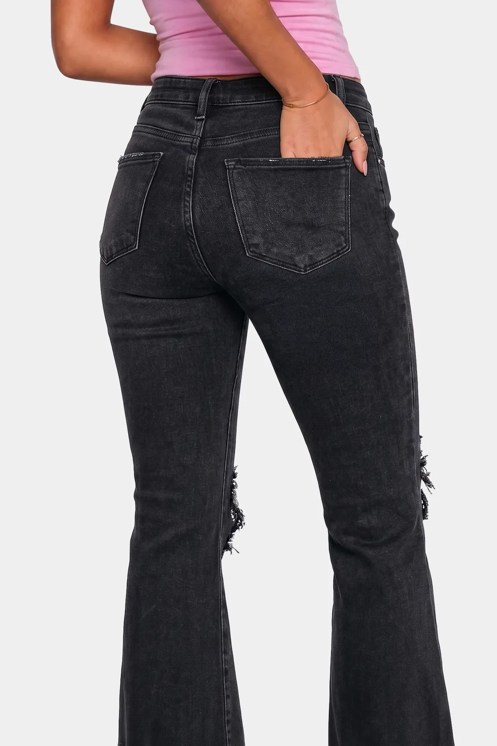 Distressed Cropped Straight Leg Jeans