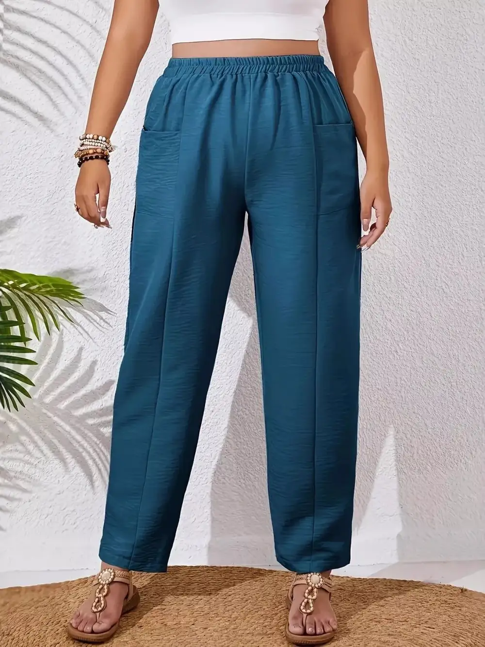 Plus Size Relaxed Fit Elastic Waist Pants