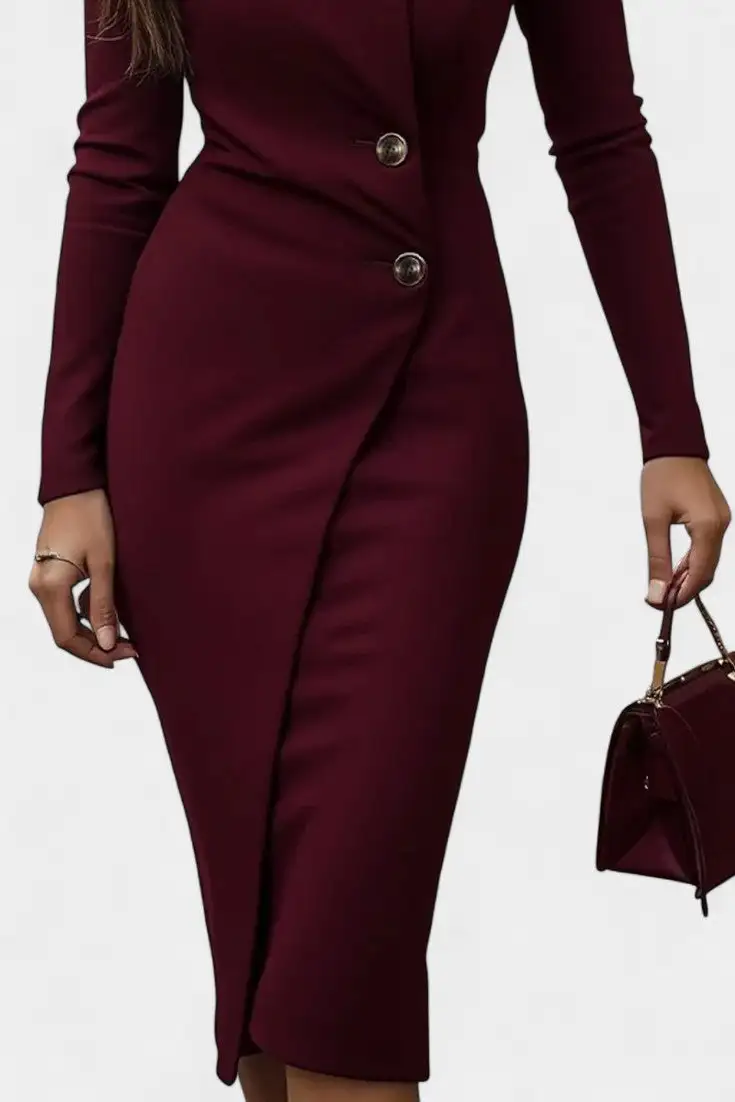 Buttoned Midi Dress