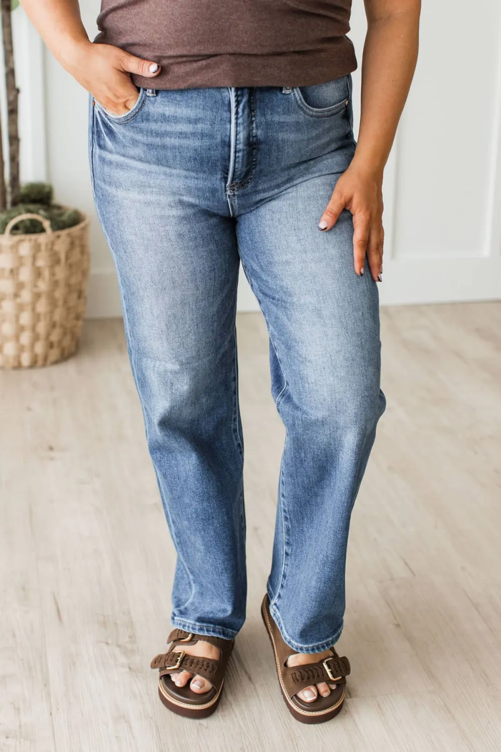 High-Rise Cropped Straight Leg Clean Finish Jeans