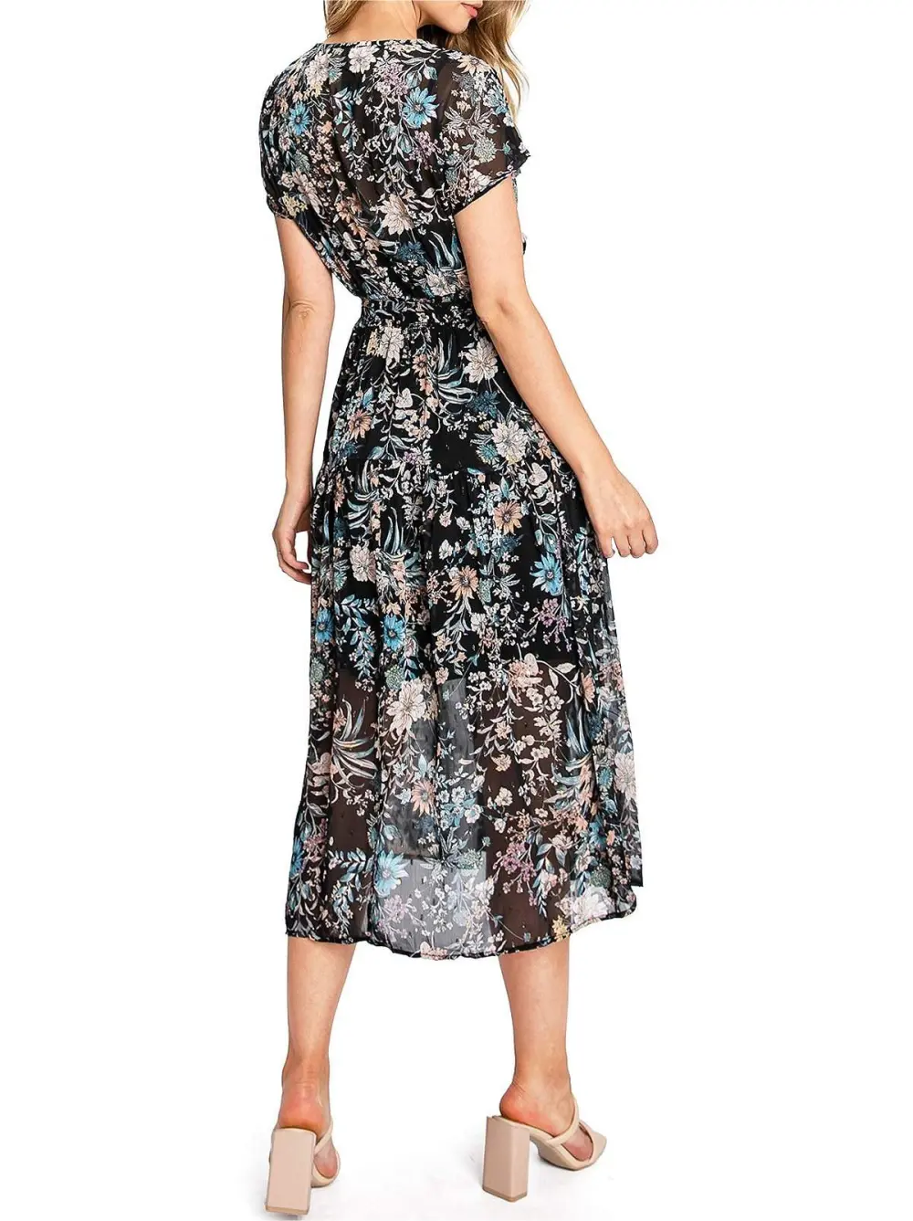 Side Slit Floral Midi Dress