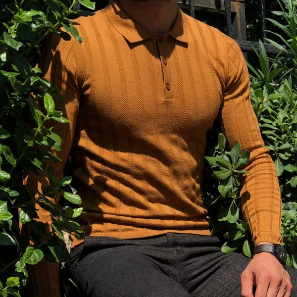 Classic Polo Collar Slim Fit Cotton Knit Sweater