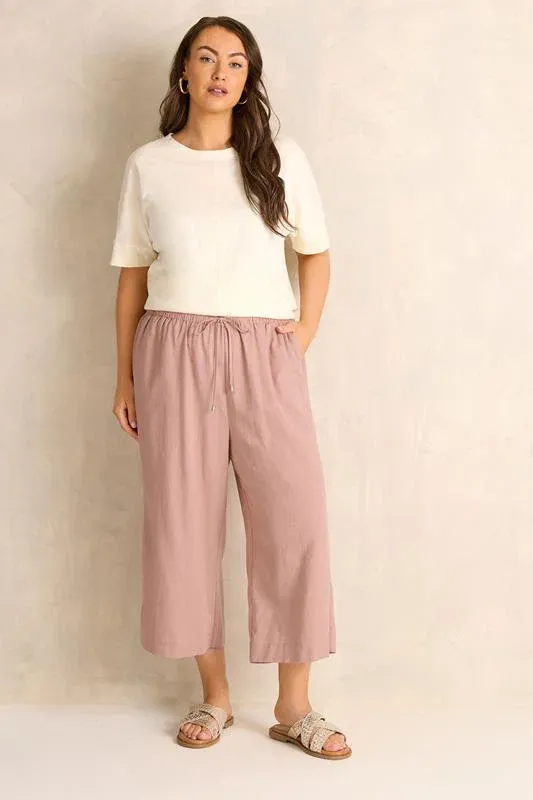 Pink Linen Cropped Trousers