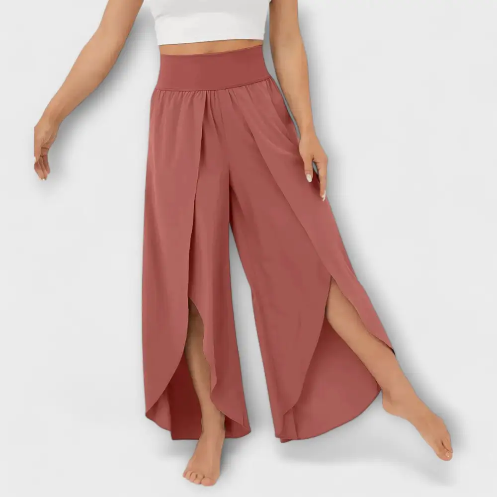Flared Leg Relaxed Fit Lightweight Trousers