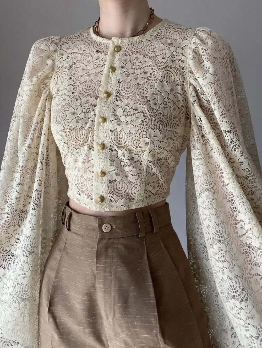 Lace Flare Sleeve Design Top