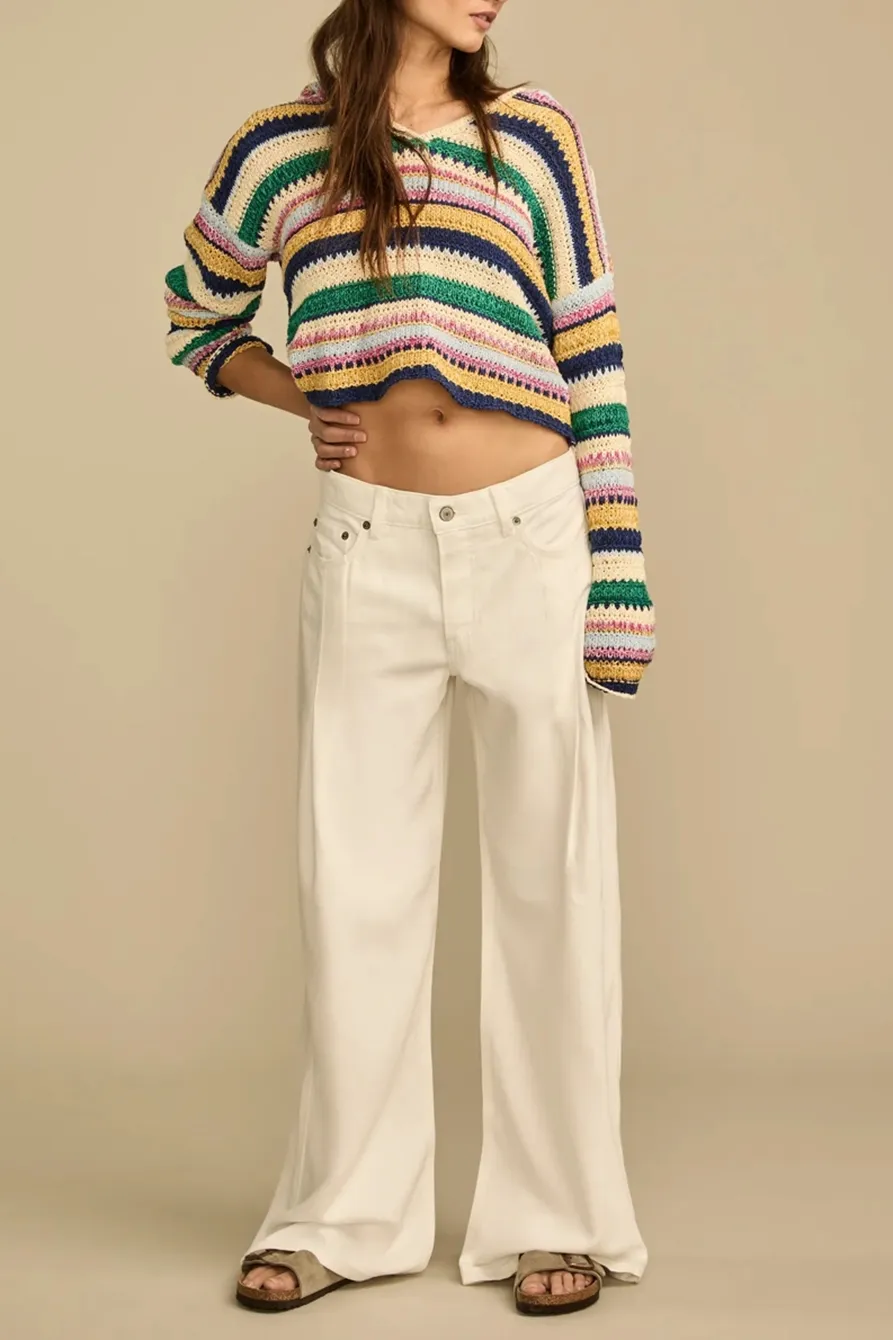 Light Wash Denim White Wash Palazzo