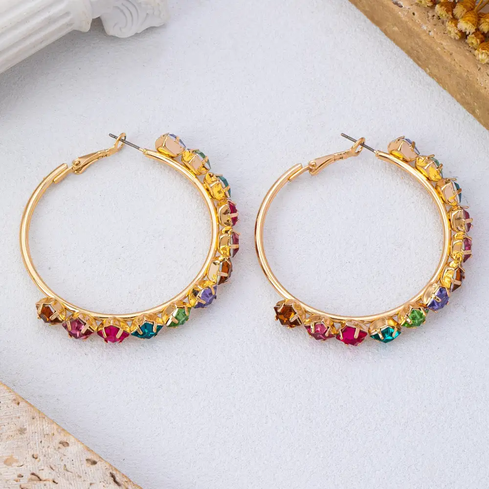 Multi Color Rainbow Crystal Hoop