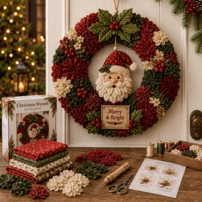 🎄 3D Fabric Poke Wreath DIY Kit
