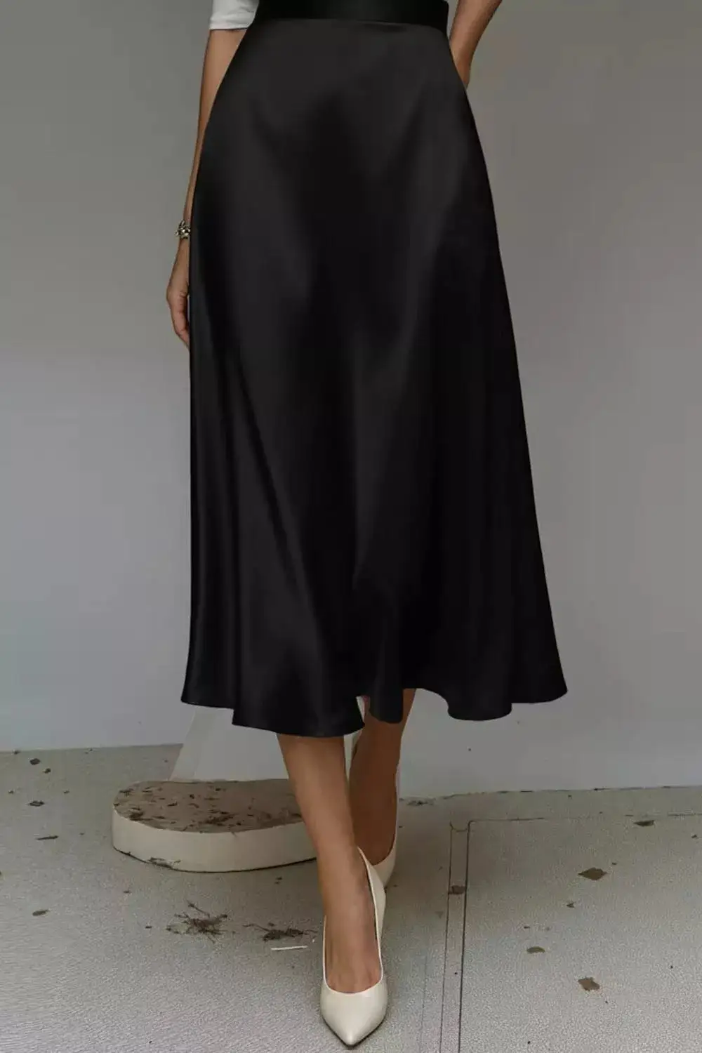 Everyday Satin A-line Midi Skirt