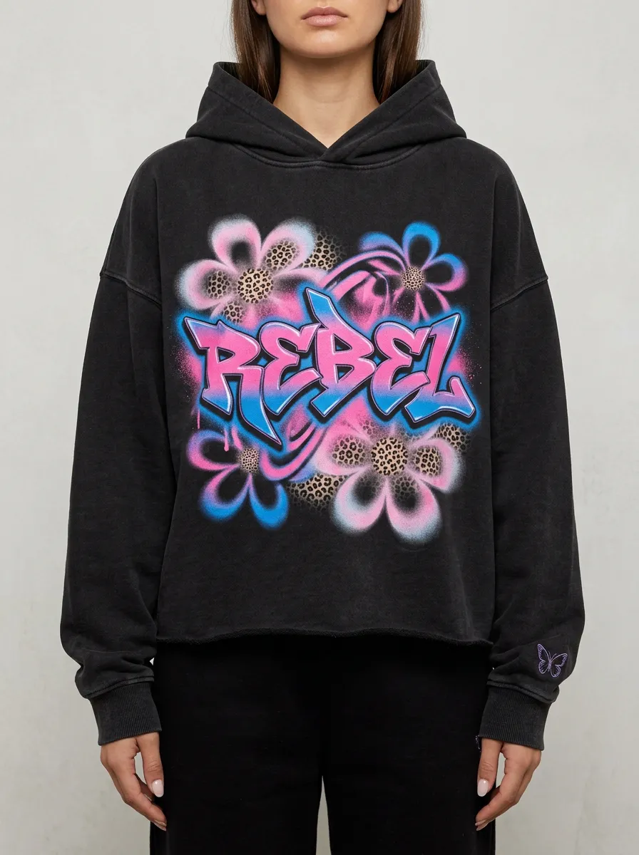Unisex Urban Streetwear Graffiti Leopard Floral Hoodie