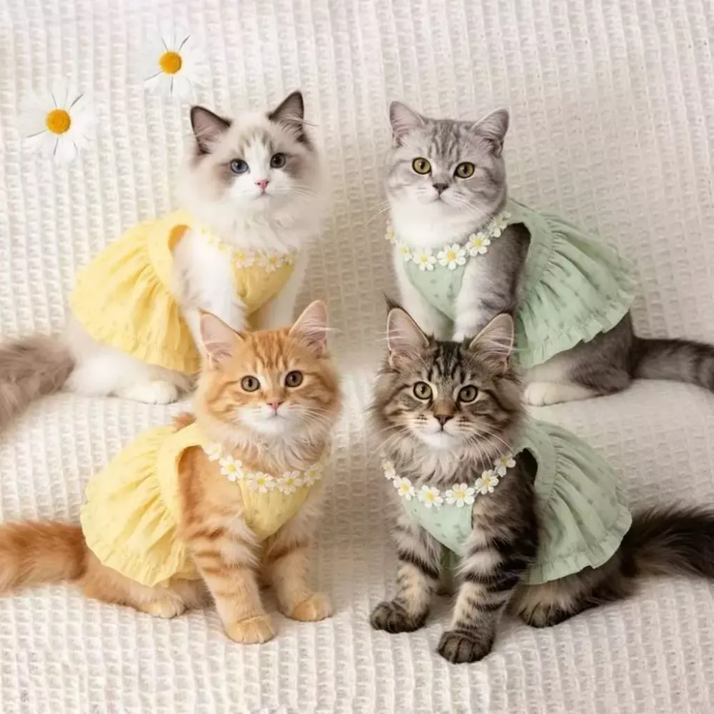 Cat Summer Dress Cute Skirt Preventing Hair Loss Strap Skirt