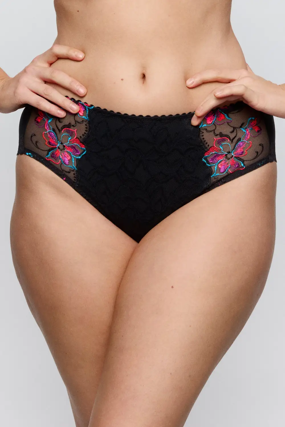 Women's Full Coverage Elastic Waistband Cotton Gusset Lace Embroidery Cotton Retro Detail Soft Fabric Stretch Fit Brief Panty
