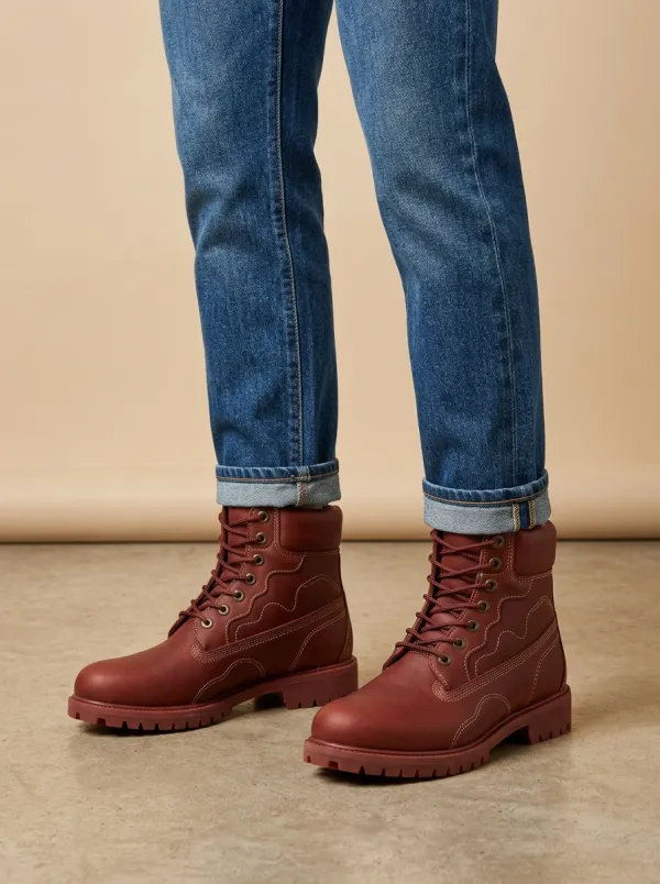 Unisex Wavy Stitching Pattern Print Work Boots