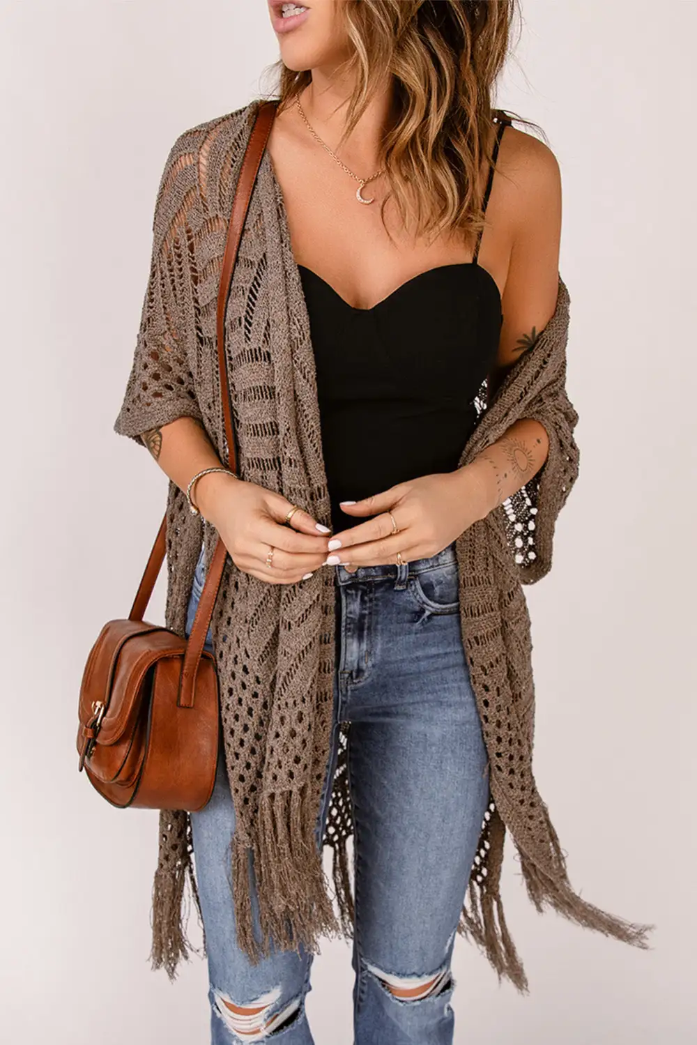 Swimwear Loose Knitwear Kimono with Slits