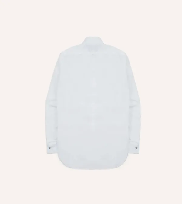 White Cotton Long Point Collar Dinner Shirt Casual Style