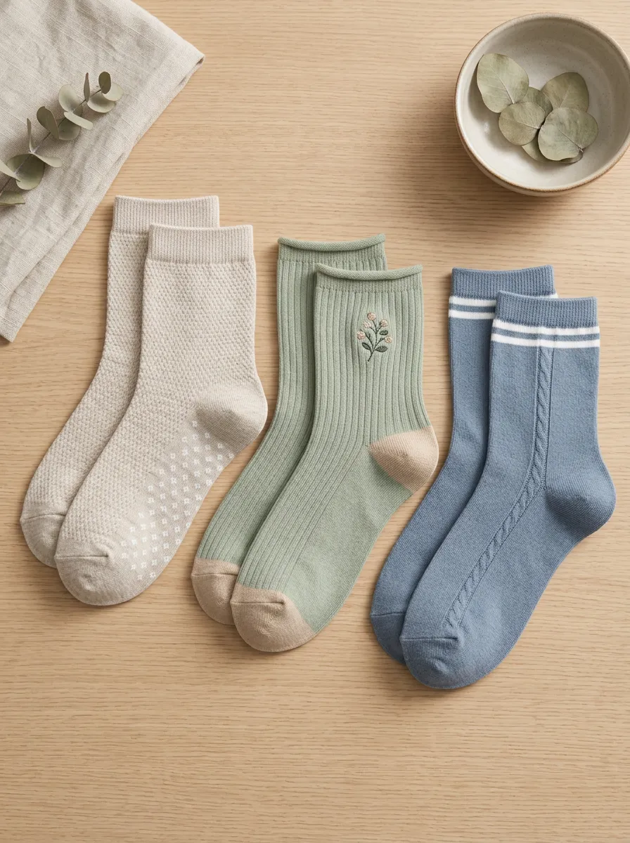 Women's Floral Botanical Embroidered Ribbed Cotton 3-Pack Socks