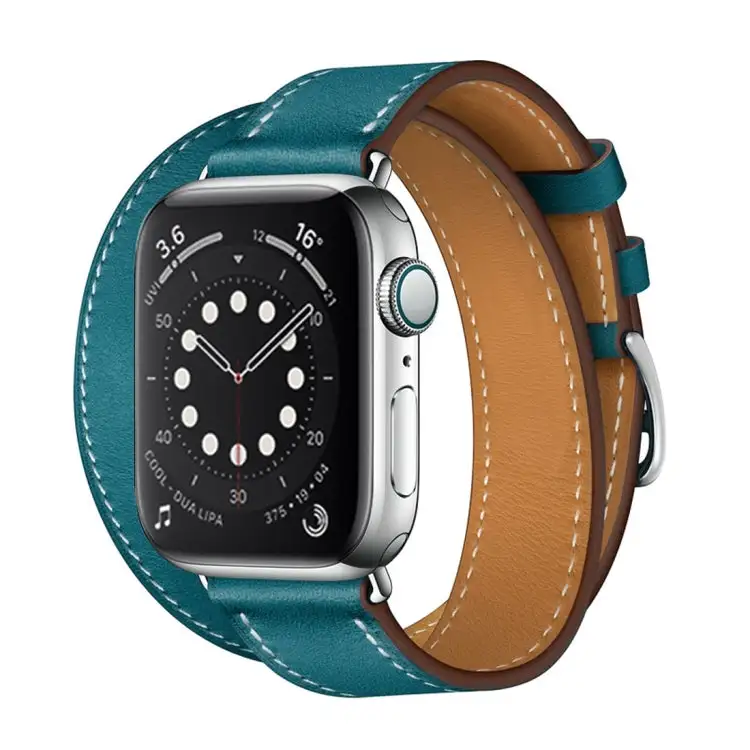 Leather Double-Loop Watch Band for Watch 3 / 2 / 1 Generation 38 mm - Blue