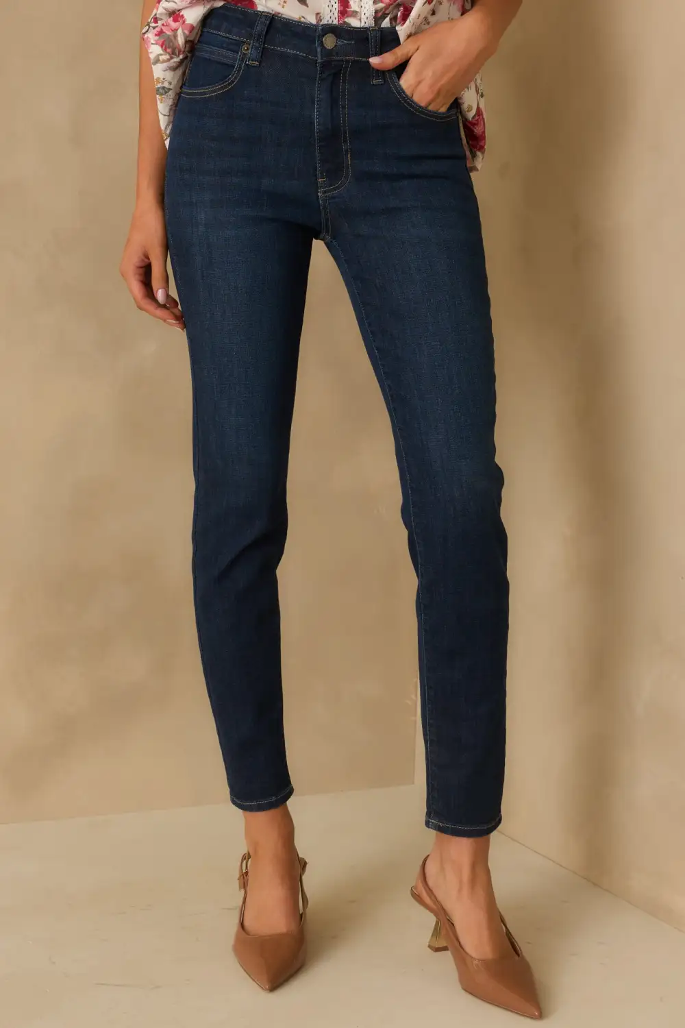 Stated Dark Wash High Waisted Skinny Jeans
