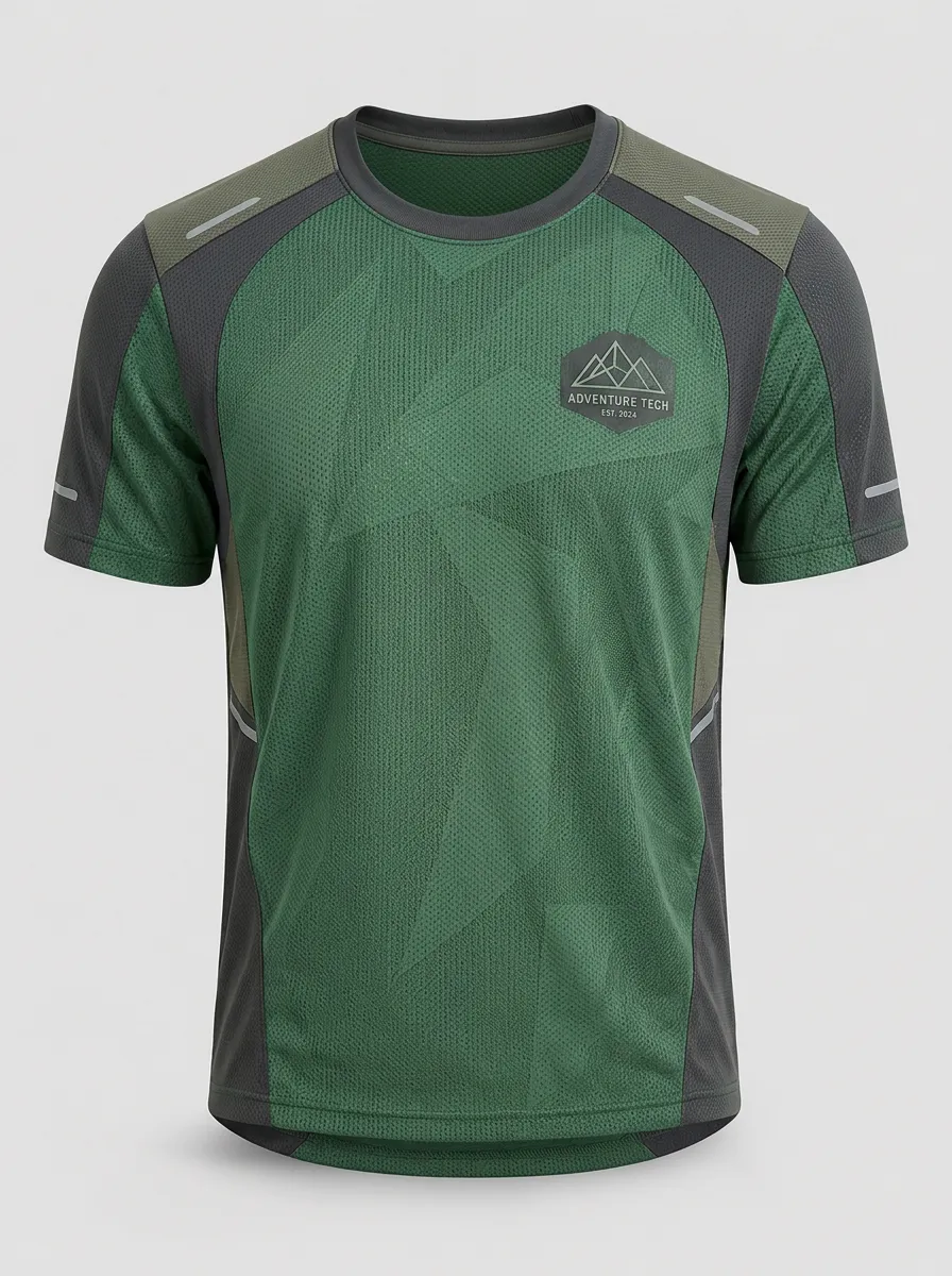Men's Outdoor Adventure Tech Mountain Logo Printed Breathable T-shirt