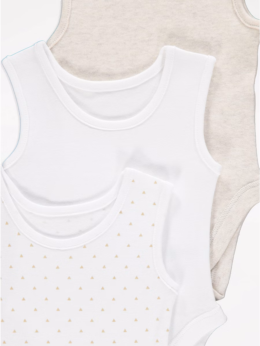 Neutral Sleeveless Bodysuits 3 Pack detail 1