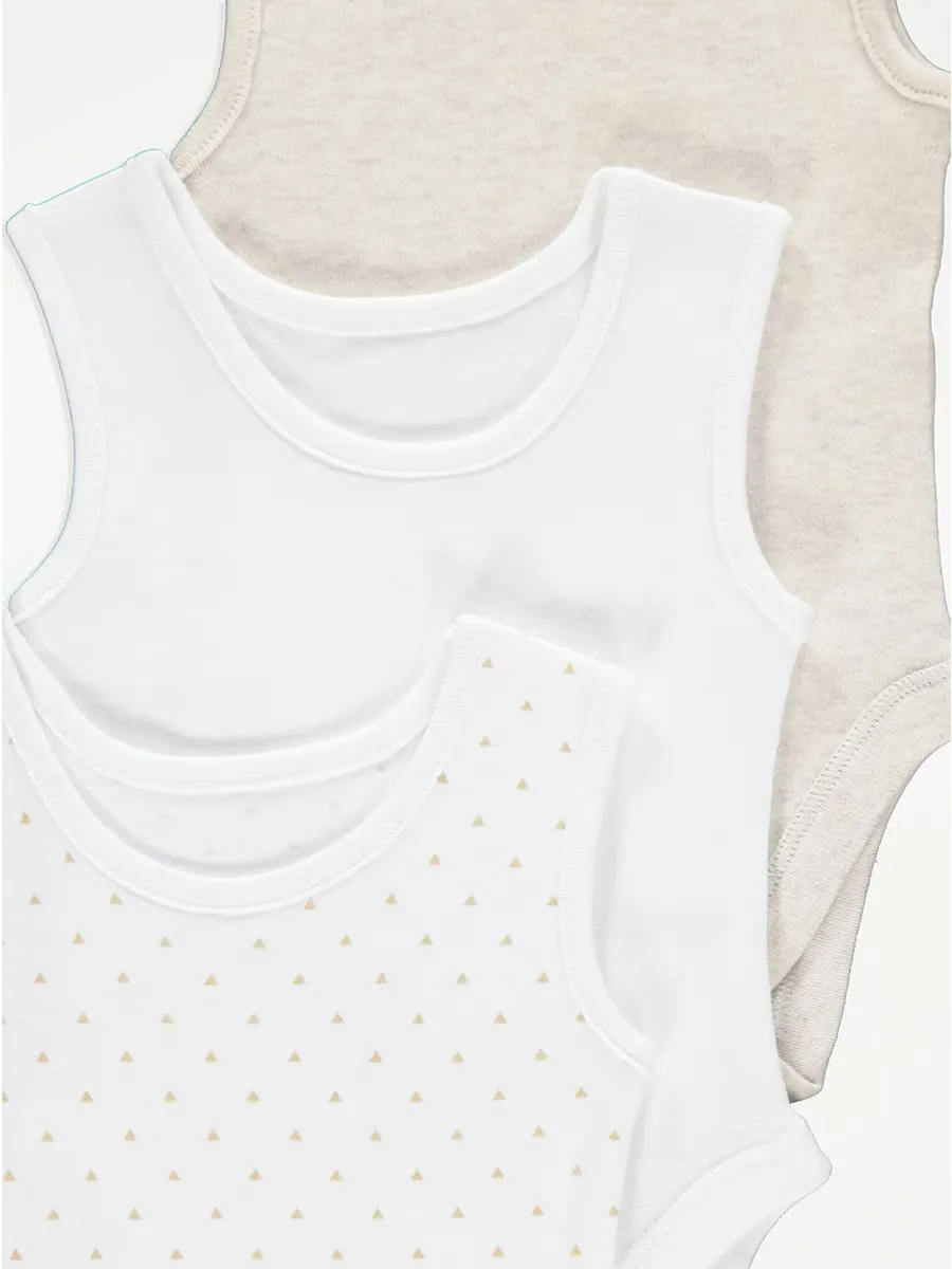 Neutral Sleeveless Bodysuits 3 Pack