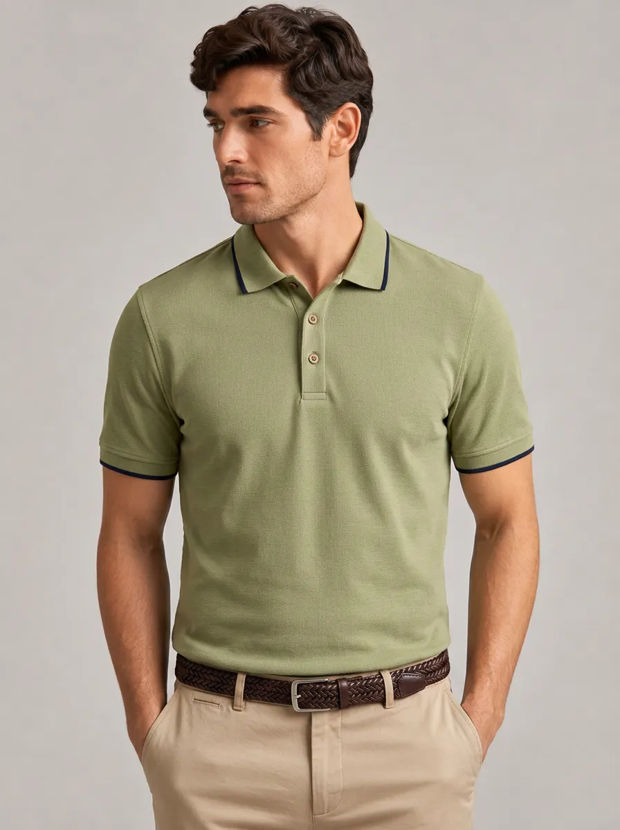 Men's Equestrian Lover Horse Pattern Printed Contrast Tipped Polo Shirt