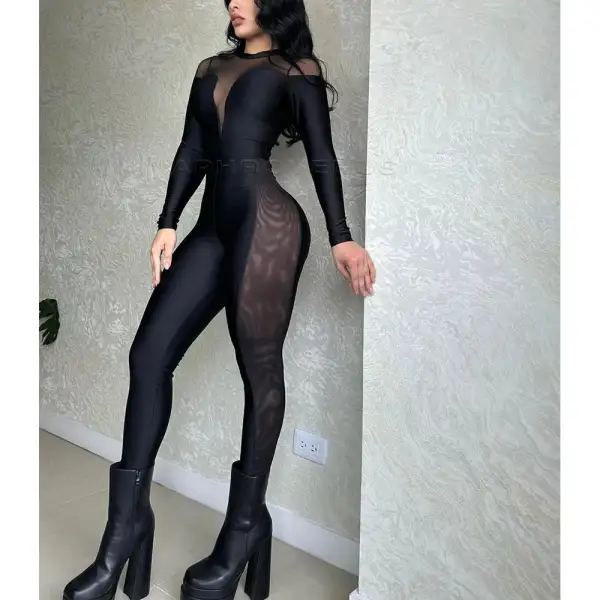 Long-Sleeve Elastic Sportswear Jumpsuit