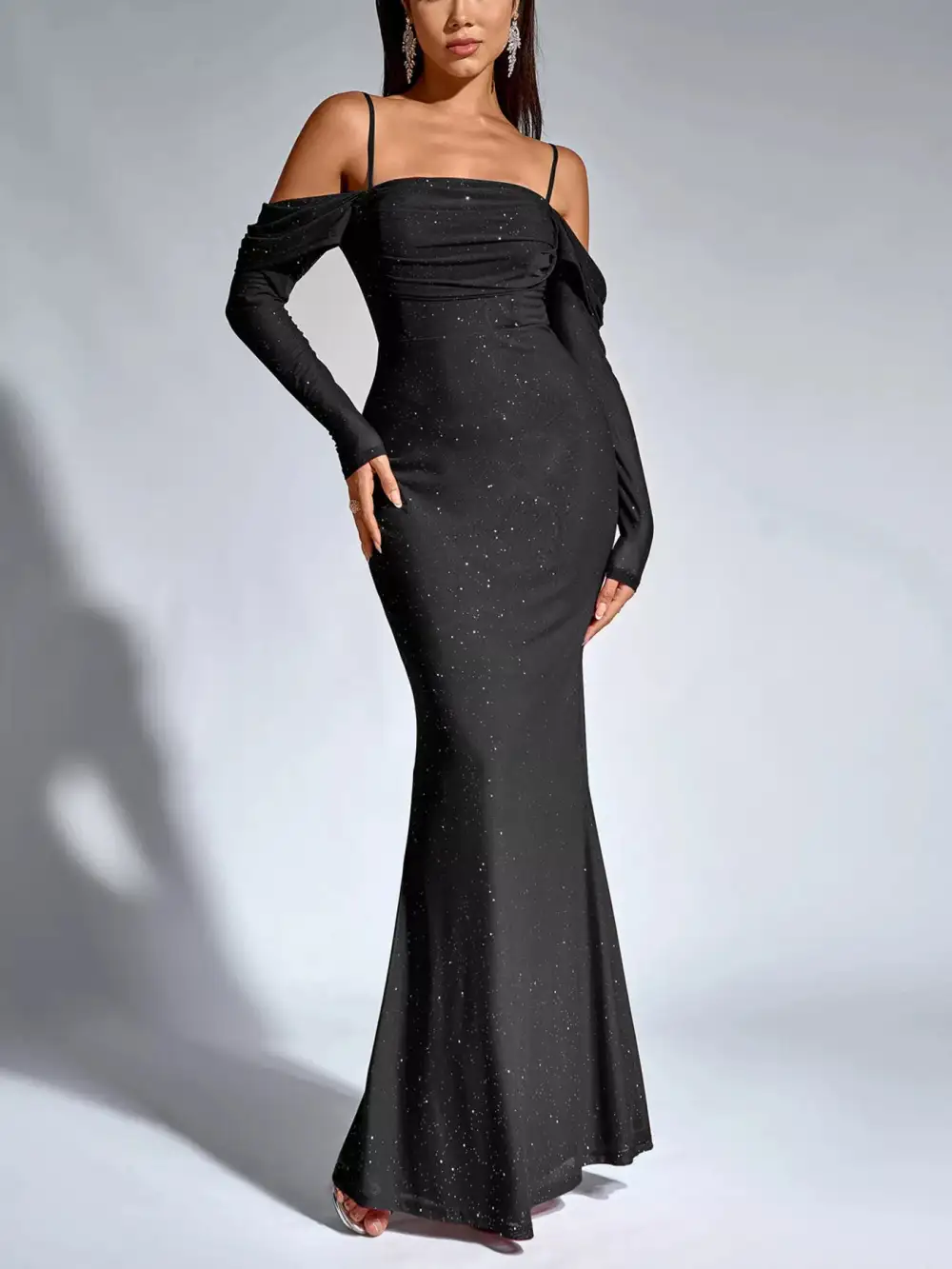 Smooth Finish Ruched Long Sleeve Maxi Dress
