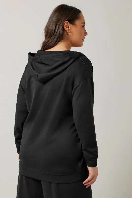 Black Luxe Zip Through Hoodie detail 2