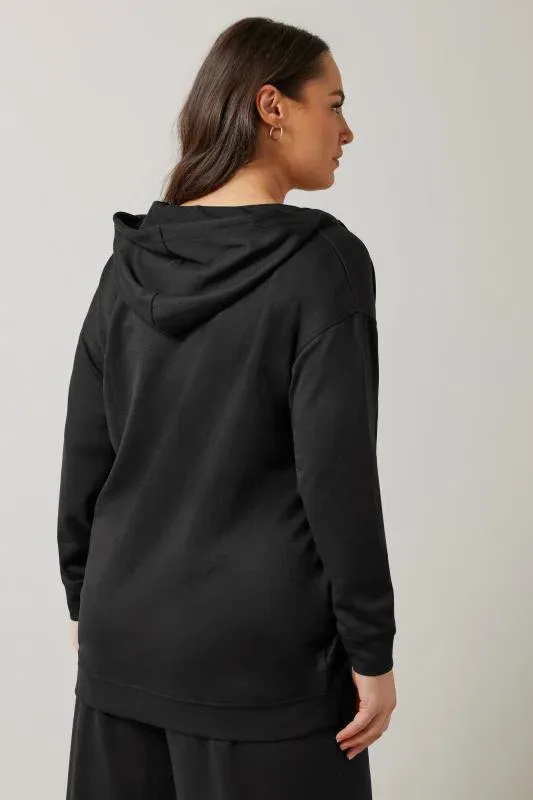 Black Luxe Zip Through Hoodie