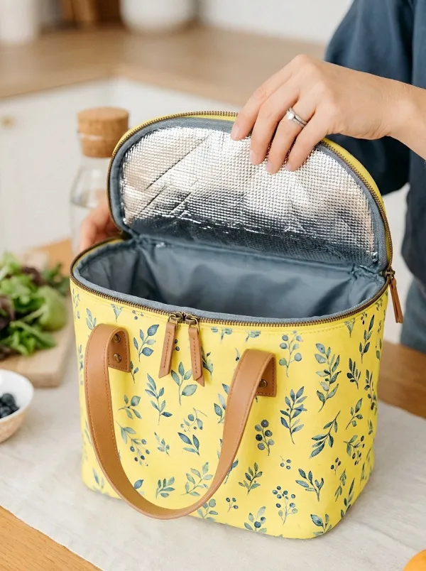 Botanical Leaf Pattern Insulated Printed Lunch Bag