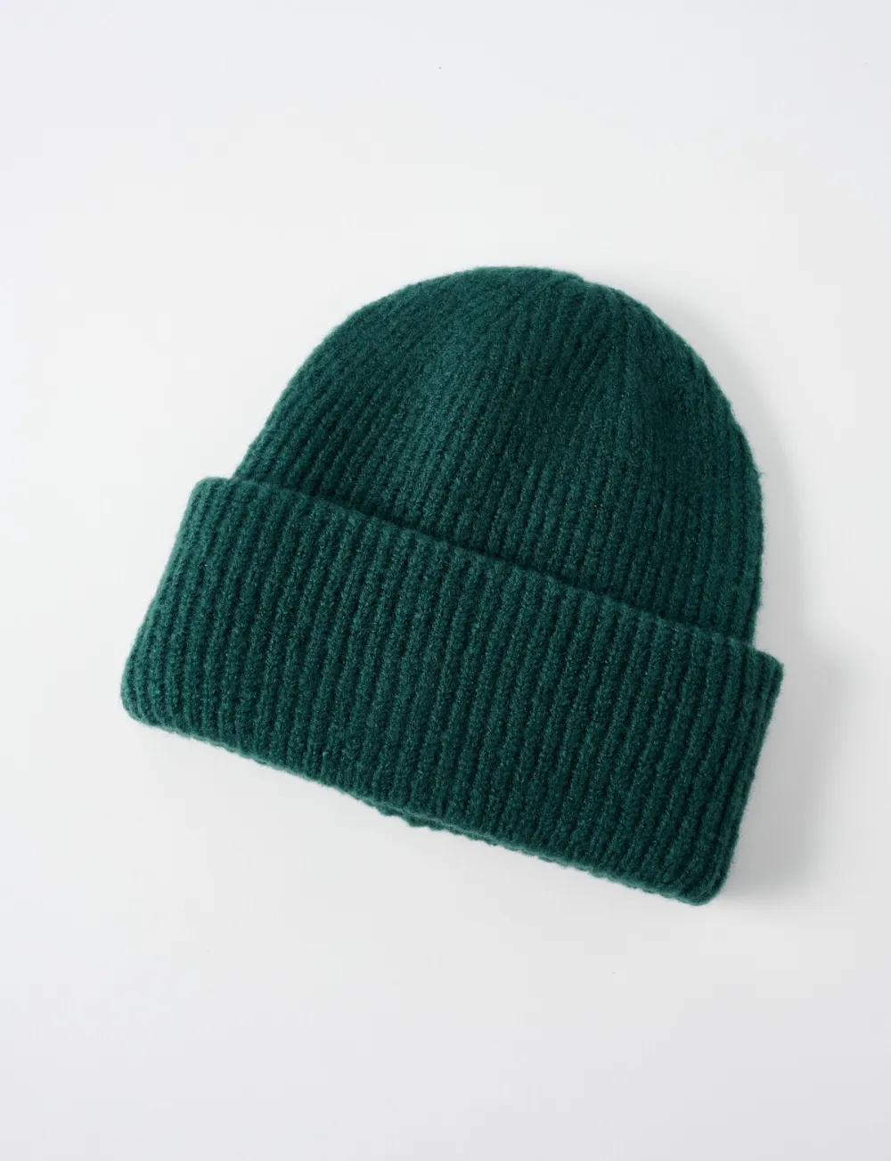 Warm Ribbed Pine Green Hat