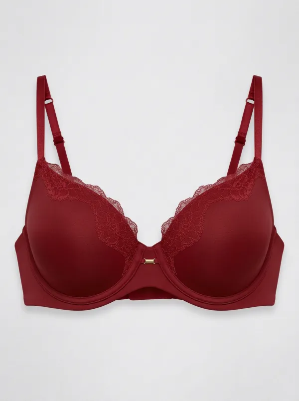 Women's Clean-Line Underwire Floral-Lace Lace-Trim Bra