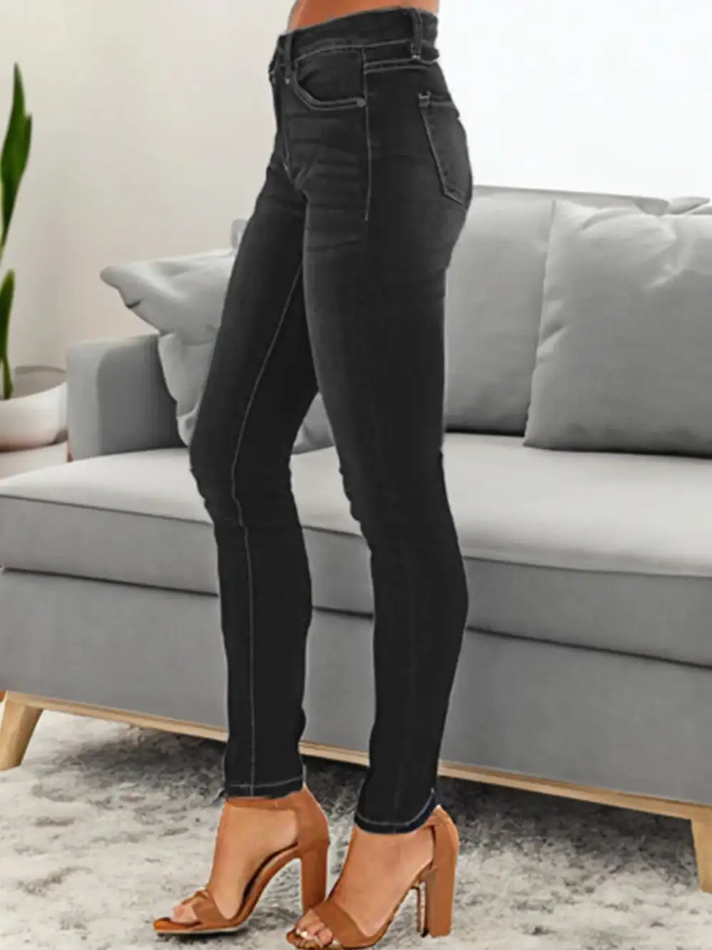 Polished Skinny Washed Denim Jeans