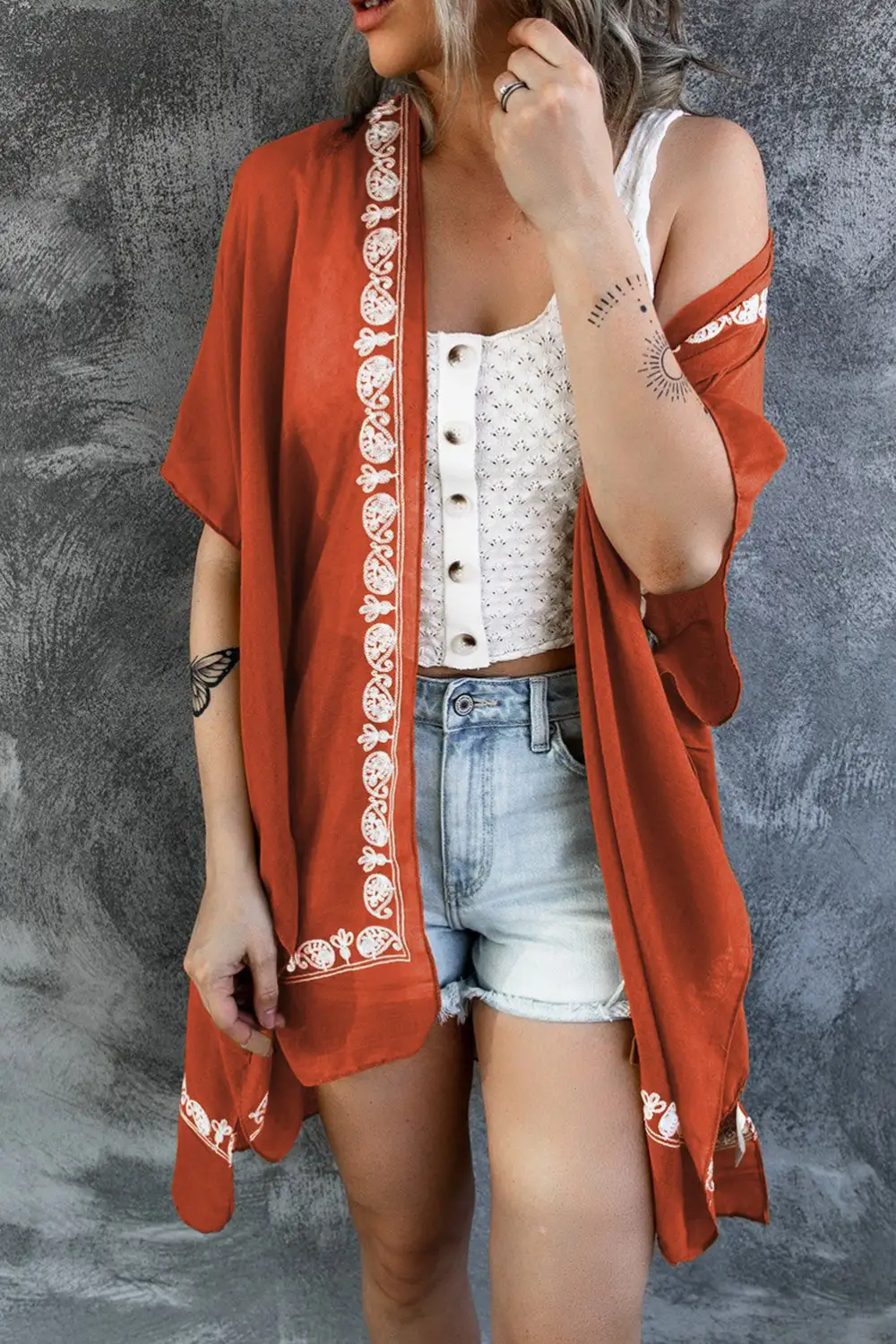 Swimwear Retro Floral Pattern Kimono